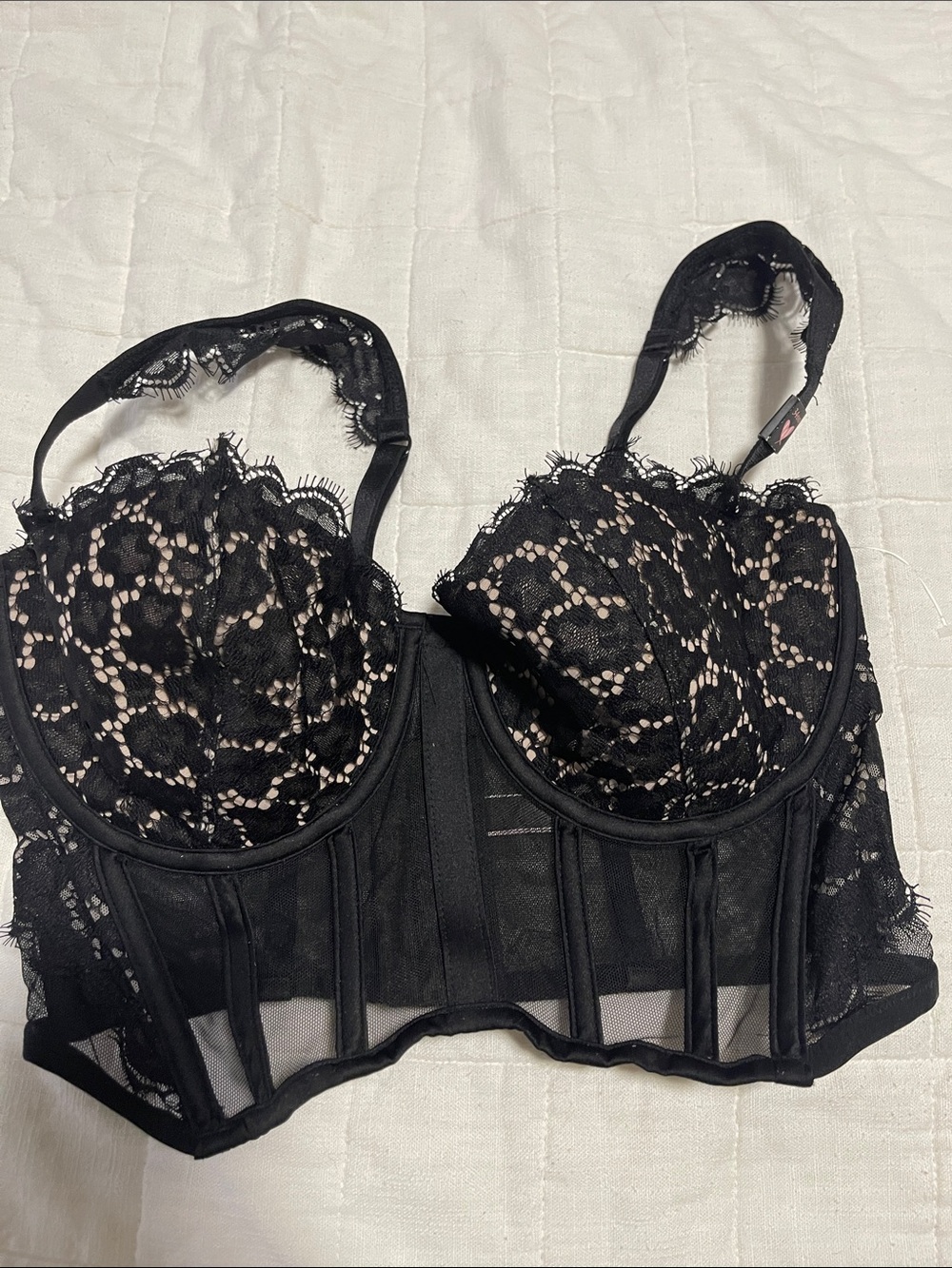 Victoria's Secret Black Lace Longline Bustier Bra